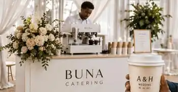 BUNA Catering coffee bar at a wedding